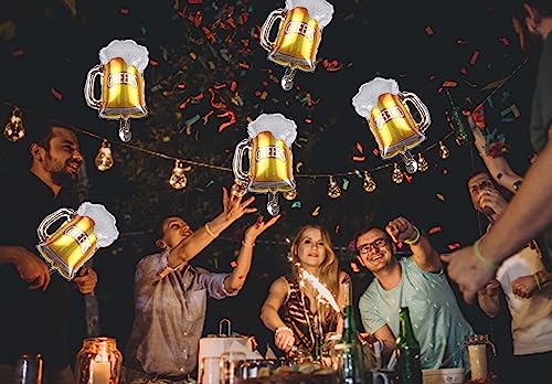 Image of 15 Pcs Beer Mug Cheers Foil Balloons Gold 16 Inch Mylar Balloon Birthday Beer Festival Beer Theme Party Decoration Supplies