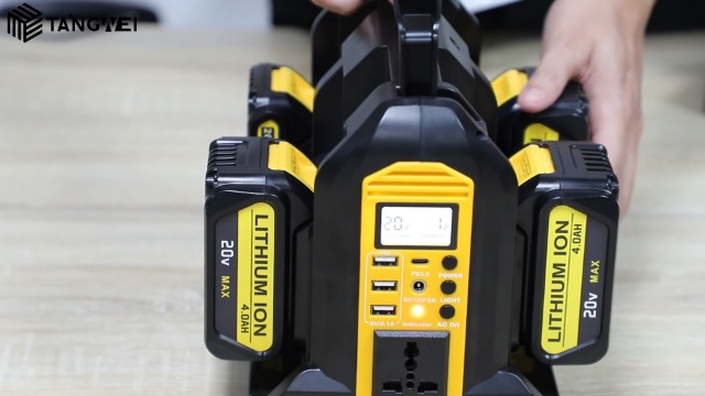 350W Power Inverter for Dewalt 20v 60v Battery, 4-Ports DC 20V to