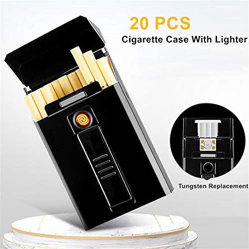 20Pcs Slim Sigaret Case Met Lichter Waterdichte Metalen Case Box USB Elektronische Aansteker Draagbare Elektrische Sigarettenaansteker, Rood, 1 - Afbeelding 4