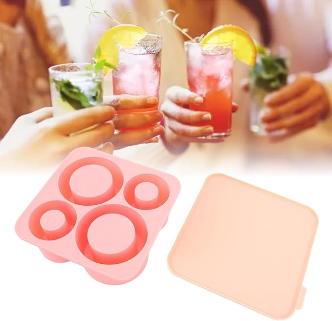 Yenigeldi Pembe Quencher Silikon Kapaklı Buzluk, Silindir Buz Kalıbı 4 Gözlü Stanly 20oz 30oz 40oz Bardak Uyumlu