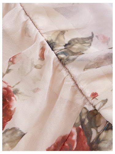 Image of GORGLITTER Women's Floral Birthday Wedding Guest Dress Mesh Ruched Derby Party Bridal Shower Summer Beach Sun Dresses