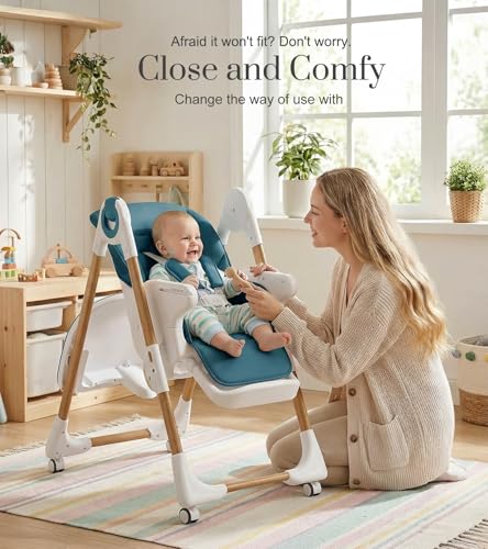 Image of Mallify Convertible High Chairs for Babies and Toddlers, Height Adjustable Baby High Chair, High Chair with Removable Tray, Adjustable Backrest, Portable Baby Dinning Chair with Lockable Wheels