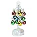 BANBERRY DESIGNS Glass Christmas Tree with LED Lights - White Iridescent Glitter with 12 Mini Ball Ornaments - 8 1/2" H