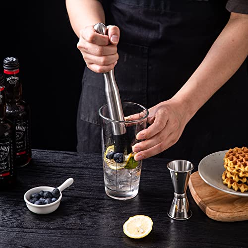 Muddler For Cocktails Spoon - Yciuse 10” Bar Spoon Cocktail Mixing Spoon And 9” Cocktail Stirrers For Drinks, Cocktails, Mojitos Ice Fruit Drinks - Cocktail Making Kit Bartender Accessories Tools Set #TOP6