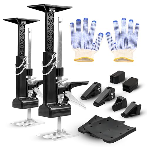 Cabinet Jacks 2-Pack - Heavy Duty Lifting Tool with 375 LB Capacity, Adjustable 23.6" Height Arm Jack, Labor Saving Construction Jack for Cabinets, Drywall, Furniture & Door Installation by BuildCore - Used condition - US$43.67