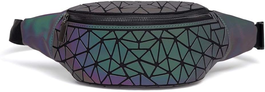 Luminous Fanny Pack Womens Holographic Fanny Packs Festival Rave Fashion Geometric Waist Pack Sport Chest Bag