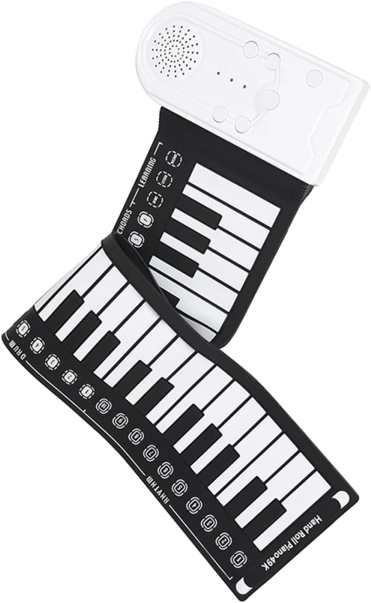 Portable 49-Key Roll-Up Electronic Piano Foldable Hand Roll Keyboard Travel-Friendly Silicone Piano Storage Bag