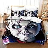 DOATS Horror Movie Themed Duvet Cover 3 Pcs Halloween Comforter Set with 2 Pillowcases, Horror Bedroom Decor for Teens Kids (12,Twin)
