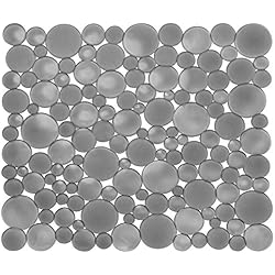Alfombra Para Fregadero iDesign Alfombrilla escurreplatos para fregadero, rejilla de plástico de tamaño mediano, tapete protector para fregaderos de acero inoxidable y cerámica, gris