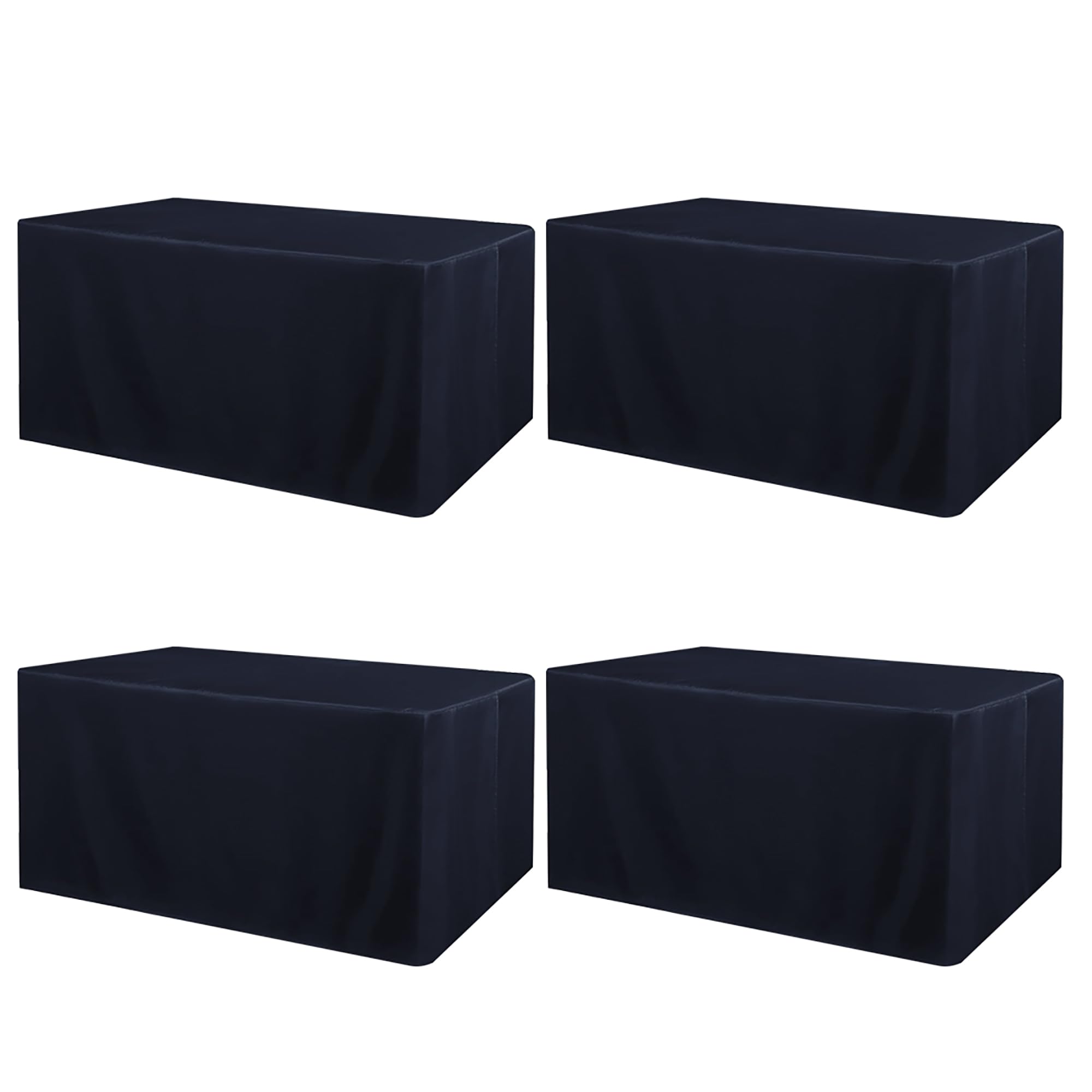 ManMengJi 4 Pack Fitted Table Covers for 6 Foot Tables - Water Resistant Washable Rectangle Tablecloth for Wedding, Banquet and Trade Shows, 72L x 30W x 30H Inches, Navy