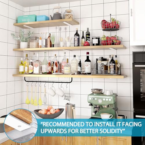 WELDUN Paquete de 4 soportes flotantes para estantes de 40 cm, soportes en L de metal resistente para colgar en la pared, color blanco - imagen 3