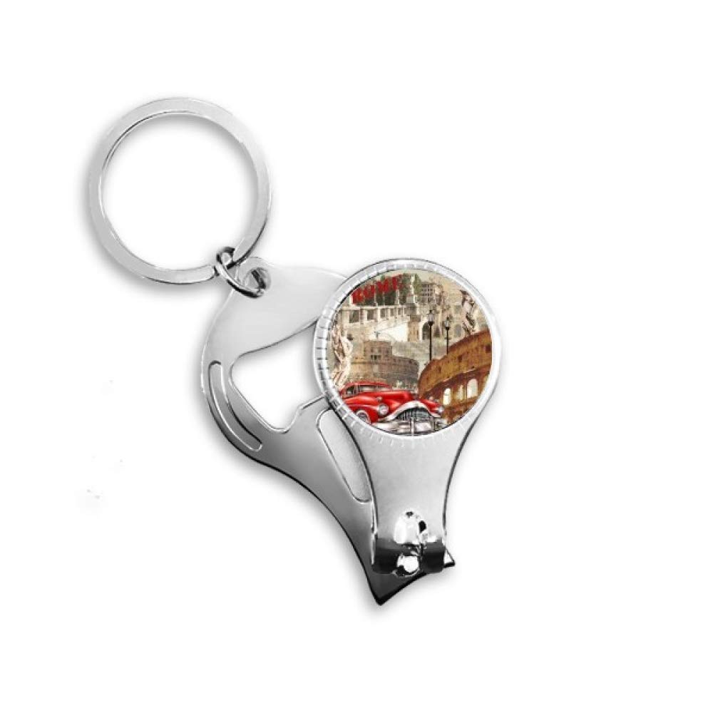 Porte-clés décapsuleur Rome souvenir Italie petit ouvre-bouteille de poche métallique