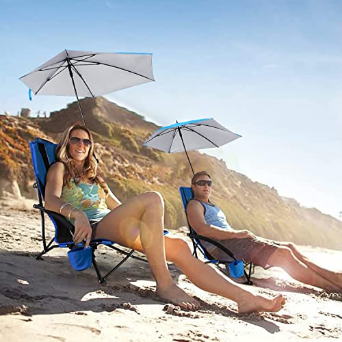 Fair Wind Beach Umbrella Chair, Beach Chairs For Adults, Low Shade Chair Folding Backpack Portable Concert Bag Sand Chair With Cup Holder - 2 Pack Blue Black #TOP6