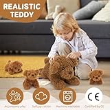 MorisMos riesen Pudel Teddyhund Kuscheltier XXL mit 3 welpen im Bauch, 47cm groß Pudel Hund Plüschtier Stofftier Kuscheltiere, Geburtstag Weihnachten Geschenk Kinder Baby