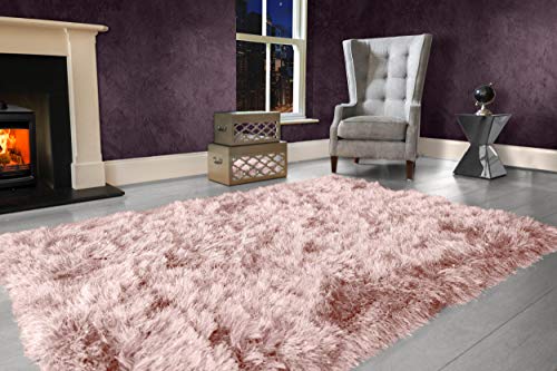 9cm Extra Thick Dense Pile SHAGGY RUG with SPARKLE SHINE Strands - For Living Room Area Rugs - Modern Luxurious Super Soft Touch (Blush Pink, 120cm x 170cm (4ft x 6ft))