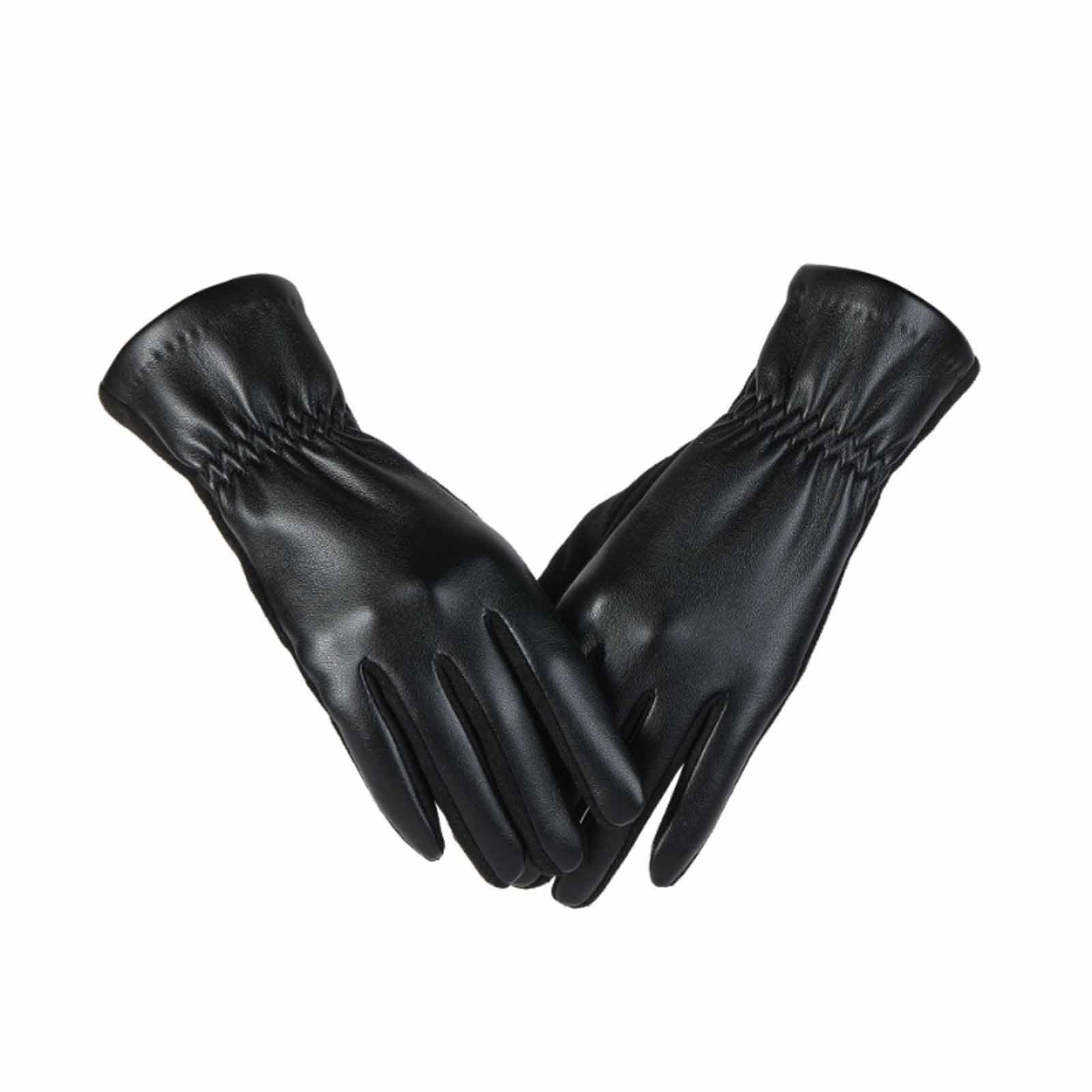 Women Leather Touch Screen Gloves, Winter Gloves for Ladies, Warm Touchscreen Windproof Texting Cashmere Lined Gloves