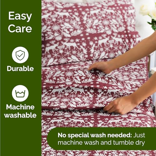Split King Christmas Nordic Sheet Set - Holiday Xmas Pattern Bedding Set - Deep Pockets - Snug Fit - 5 Piece - Wrinkle Free - Cozy Cooling Festive Winter - Holiday Sheets for Women, Men, Kids & Teens