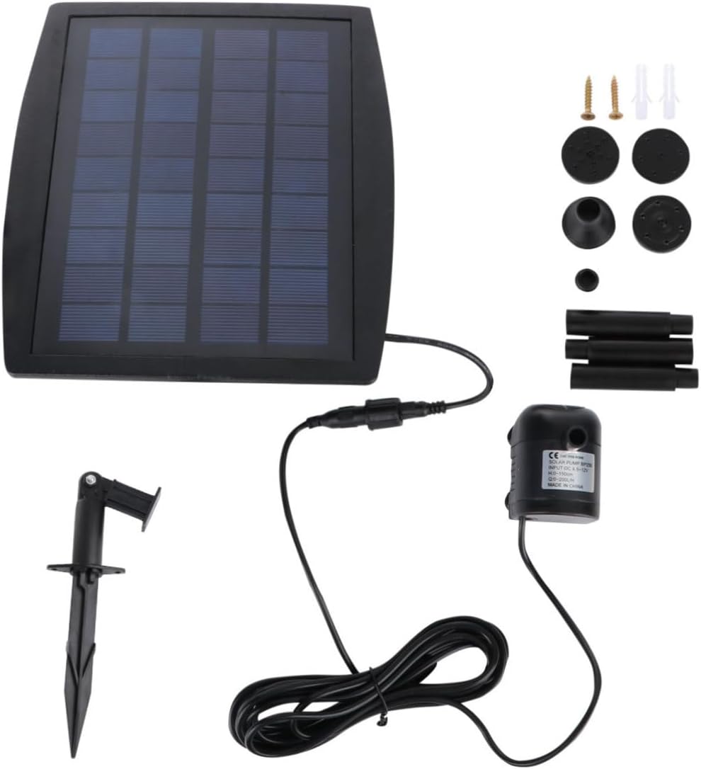 2.5W Solar Powered Pump Submersible Fountain for Garden Aquarium Patio Rate Maximum Spray Height for Water Circulation Decoration