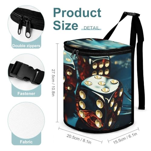 Cubo de basura redondo Dice Graphics para coche y bolsa de viaje 2