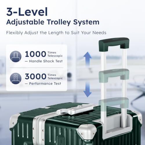 Image of ALPHA CAMP Trunk Luggage 30 Inch with Aluminum Frame Zipperless Suitcase | Large Checked Thickened 3-Layer PC Hardshell with TSA Lock,Charging Port,Cup Holder and Spinner Wheels for Extended Travel