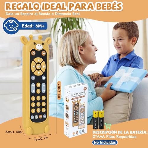 Miniatura 6 de Orzbow Mando Bebé Juguete, Juguetes Musical Educativos Con Diferentes Efectos De Sonido, Juguetes Sensoriales Para Bebé Recién Nacido Niño Niña Regalo, Con Funda De Silicona