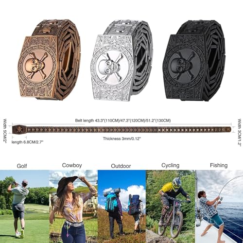 Halloween Skull Belt,Metal Belt Men Fashion Jeans Punk Goth Belt Halloween Christmas Gift4