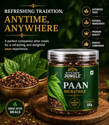 Image of Kitchen Jungle Paan Mukhwas 300g Jar Pack | Refreshing After Meal Mouth Freshener | Sweet & Aromatic Paan Flavour Mix | Traditional Indian Paan Treat | Hygienically Packed