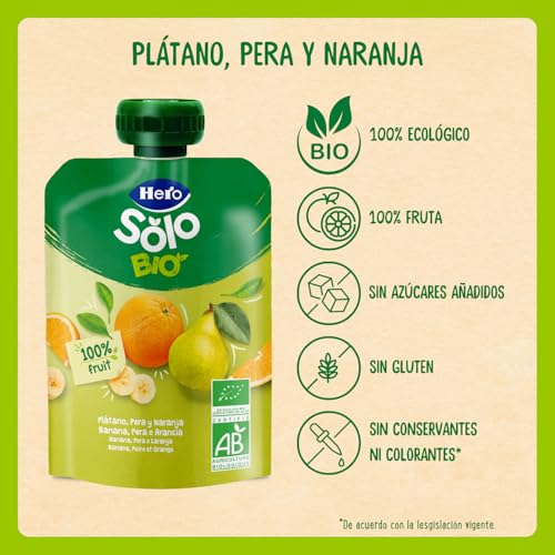 Miniatura 5 de Hero Solo Bio Bolsitas Plátano Pera y Naranja Desde 6 Meses, 18 x 100 g