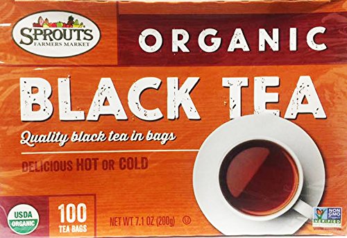 Sprouts Quality Hot or Cold Organic Tea Bags 100 (Black Tea)