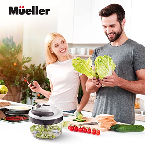 Mueller Strongest-And-Heaviest Duty 2 Speed Pull Chopper Vegetable Cutter For Nuts, Garlic And More, Manual Food Processor - Vegetable Slicer And Dicer, 40.5Oz No Bpa Bowl #TOP7