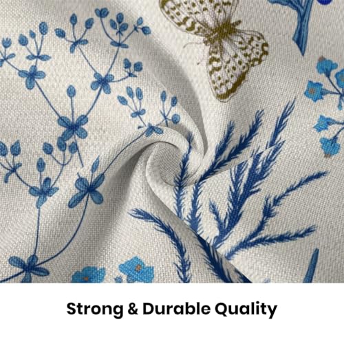 Image of AEIOAE Summer Pillow Covers 16x16 Inch Set of 2,Blue Wild Flower Plant Throw Pillows Case,Seasonal Floral Outdoor Decorative Square Linen Farmhouse Decor Cushion Covers for Home Sofa Bed Couch