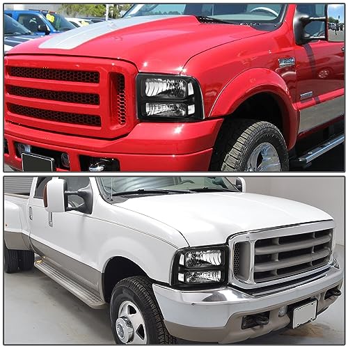 Image of DNA MOTORING Headlamps Headlight Assembly Compatible With 05-07 Ford F250-350 F450 F550SD, Black /Clear, HL-OH-FSD05-BK-CL1