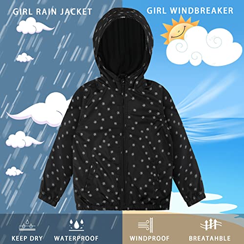Image of SUNDAY ROSE Boys Girls Rain Jackets Lightweight Waterproof Hooded Printed Raincoats Windbreakers for Kids