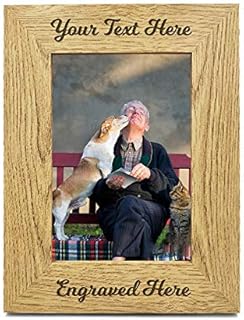 Personalised Photo Frame Laser Engraved Wood Frame 7"x 5" Wooden Picture Photo Frame Custom Any Text Gift for Grandpa Grandma Thank you Teacher Graduation Nanny Grandad Christmas (Design 01 Landscape)