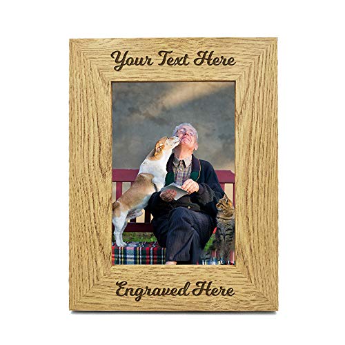 EDSG Personalized 5x7 Picture Frame Photo Frame Laser Engraved Wood Frame Custom Any Text Gift for Wedding Grandpa Grandma Thank you Teacher Graduation Nanny Grandad (Design 01 Portrait)