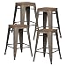 Poly and Bark Trattoria 24" Counter Height Stool with Elmwood Seat in Bronze (Set of 4)