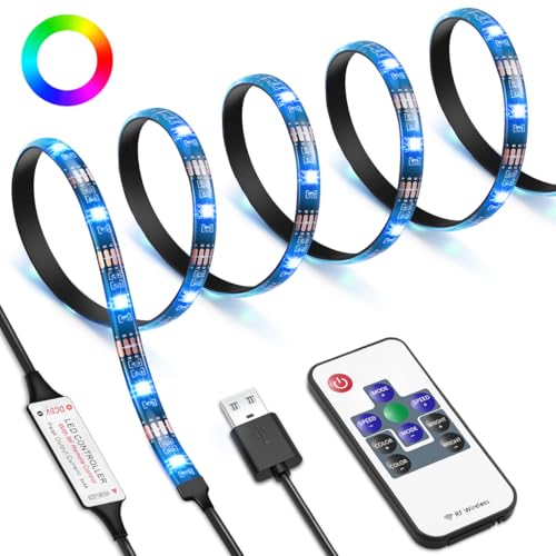 AMIR LED Streifen 1m, RGB LED Strip mit Fernbedienung, 18 Farbwechsel & 21 Modi LED Band Dimmbar, Selbstklebend Led Lichterkette Lichtband Leiste für Party, Gaming, Dekor, TV Hintergrundbeleuchtung AMIR LED Streifen 1m, RGB LED Strip mit Fernbedienung, 18 Farbwechsel & 21 Modi LED Band Dimmbar, Selbstklebend Led Lichterkette Lichtband Leiste für Party, Gaming, Dekor, TV Hintergrundbeleuchtung