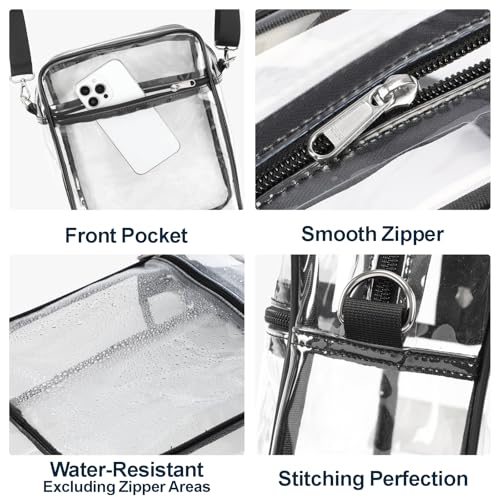 Image of PACKISM Clear Bag for Stadium Events - Clear Purses for Women Transparent Crossbody Messenger Bag for Concerts Game Day