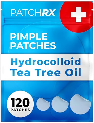 PatchRx Pimple Patches for Face (120 Patches), Hydrocolloid Acne Patches with Tea Tree Oil, Pimple Patch Pimple Stickers - Hydrocolloid Patch Acne Dots - Acne Pimple Patches For Face - Zit Patches