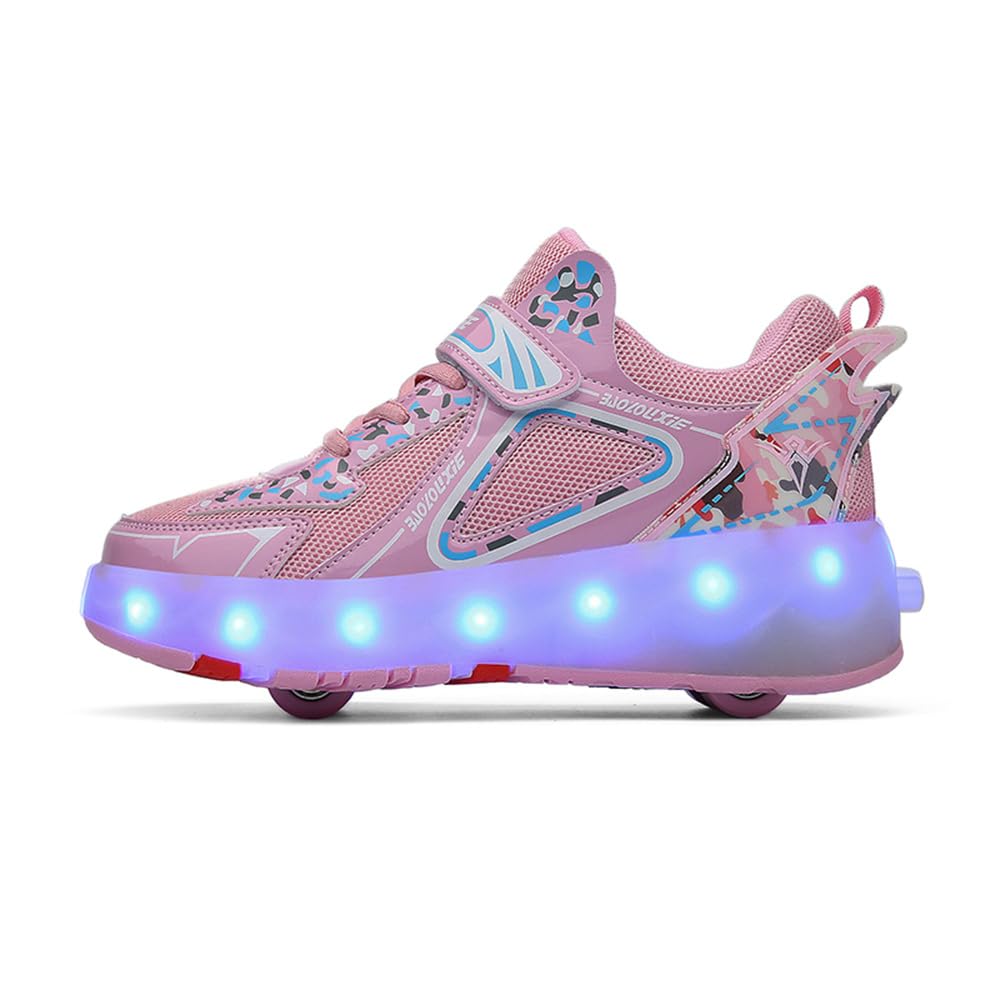 Mateju Zapatos con Ruedas para Niña y Niño, Patines con 4 Ruedas, Zapatillas Deportivas al Aire Libre Retráctil, Zapatillas de Skateboarding Niñas Niños, Adulto
