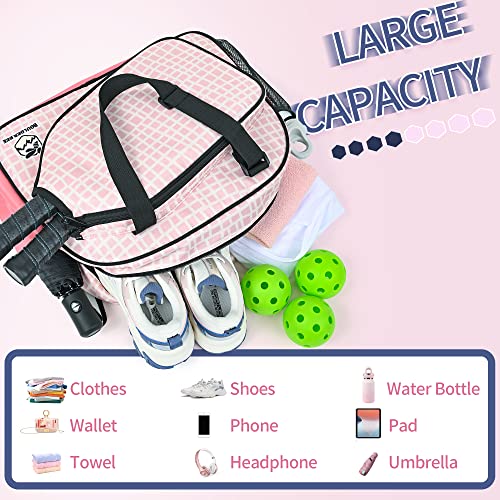 Image of Boulder Bee Pickleball Bags, Premium Pickleball Tote Bag for Girls, Women's Hand /Shoulder Gym Bag w Water Bottle Holder, with Pickleball Racquet /Paddle Holder