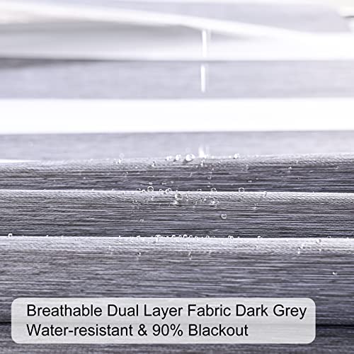 Image of Persilux Blackout Cordless Zebra Blinds for Windows (35 inch W x 72 inch H, Dark Grey) with Upgraded Cassette Light Filtering Dual Layers Thermal Insulated Sheer Window Shades for Home