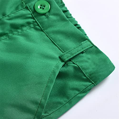 Outfit Camiseta infantil com estampa de desenhos animados de manga curta para meninos 3 peças, Verde