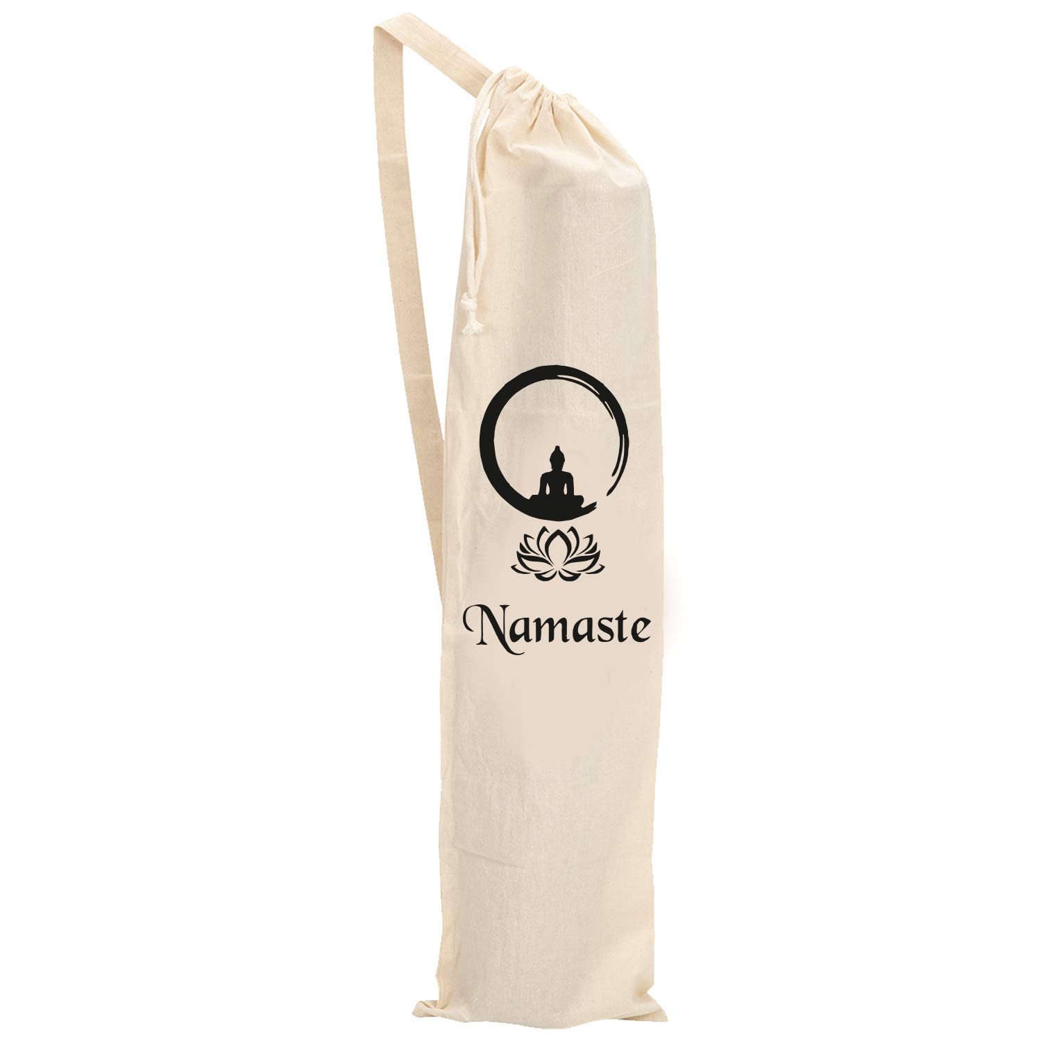 ThePrintFactory Namaste Cotton Yoga Mat Bag/Cover with Shoulder Strap - Cotton Material (Off White)