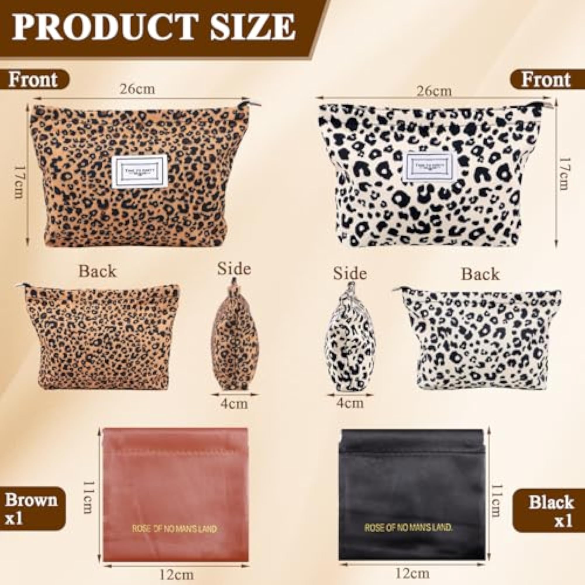 Portable Leopard Print Makeup Bag Set, 2PCS Cosmetic Organizers