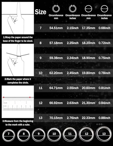 SAILIMUE 6 Pcs 6/8 MM Black Spinner Rings for Men Women Stainless Steel Fidget Ring Anxiety Stress Relieving Cool Chain Fashion Ring Set Wedding Promise Band Rings Size 7-133