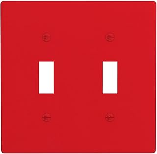 Phayah Placas de interruptor de luz de doble palanca con patrón rojo de color sólido, cubiertas decorativas para baño, dormitorio, cocina, 4.5 x 4.5 pulgadas