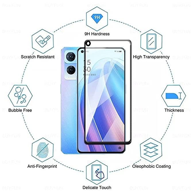 Image of Screen Protector for Oppo K10 (Black) Tempered Glass Edge-to-Edge 6D Screen Guard With Installation Kit