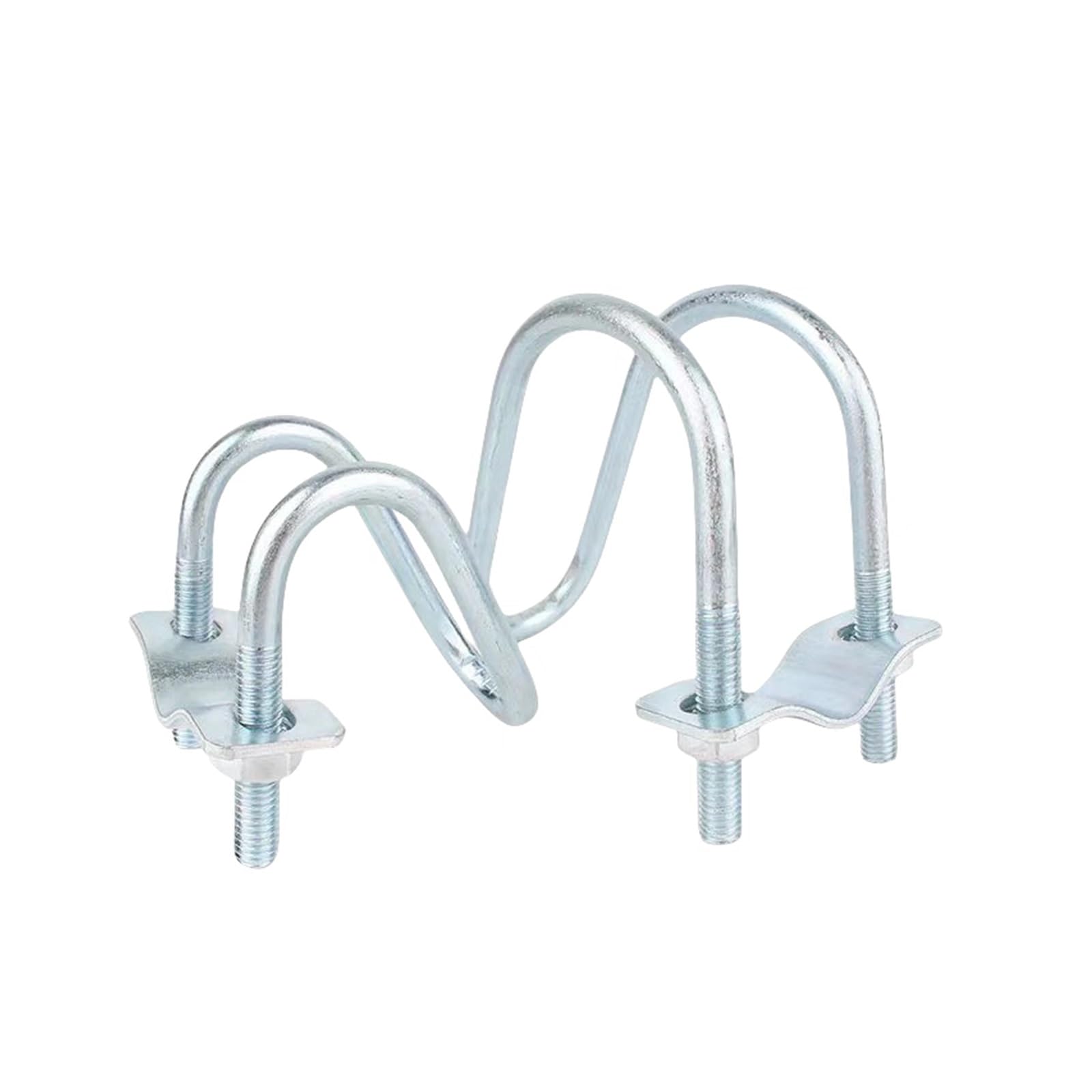 Cross Pipe Clamp, Galvanized Steel Double Pipe Clamp with U-Bolt Cross Bolt for Scaffolding Multiple Sizes(25x60mm)