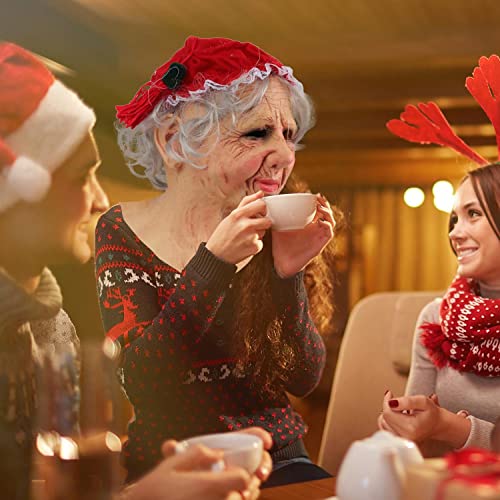 Capacete Realista de Papai Noel Com Rugas, Decoração de Natal, Máscara Adulta de Látex Macio, Adereç